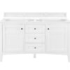 James Martin 527-V60D-BW-3GEX Palisades 60 Inch Double Vanity in Bright White with 3 cm Grey Expo Quartz Top with Sink