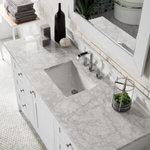 James Martin 527-V60S-BW-3CAR Palisades 60 Inch Single Vanity in Bright White with 3 cm Carrara Marble Top