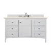 James Martin 527-V60S-BW-3EMR Palisades 60 Inch Single Vanity in Bright White with 3 CM Eternal Marfil Quartz Top