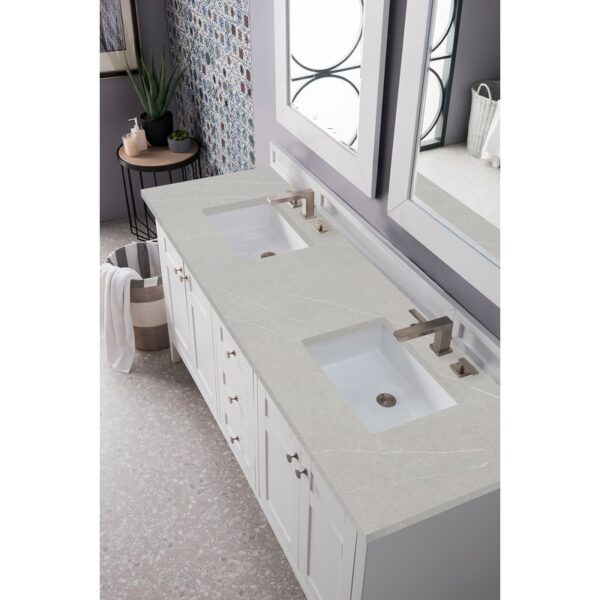 James Martin 527-V72-BW-3EMR Palisades 72 Inch Double Vanity in Bright White with 3 CM Eternal Marfil Quartz Top