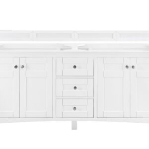 James Martin 527-V72-BW-3GEX Palisades 72 Inch Double Vanity in Bright White with 3 cm Grey Expo Quartz Top with Sink