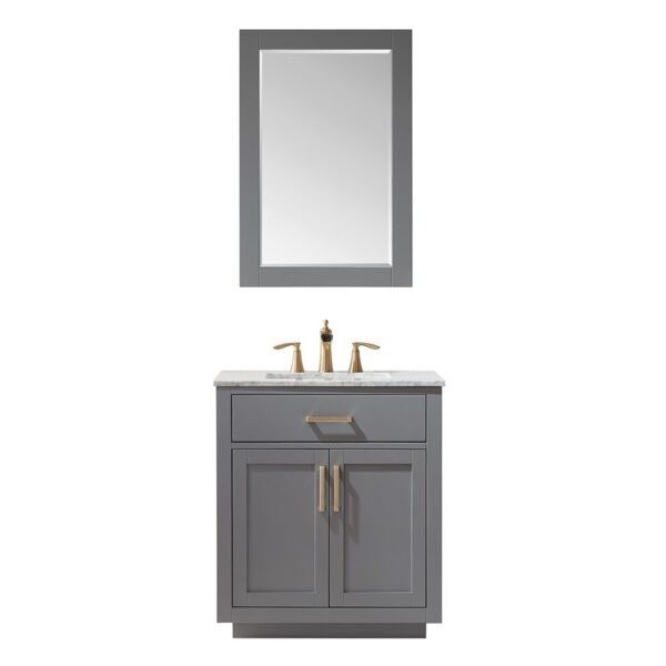 Altair 531030-CA Ivy 30 Inch Single Sink Bathroom Vanity Set with Carrara White Marble Countertop and Mirror