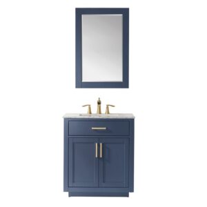 Altair 531030-CA Ivy 30 Inch Single Sink Bathroom Vanity Set with Carrara White Marble Countertop and Mirror