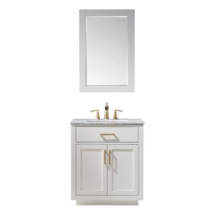 Altair 531030-CA Ivy 30 Inch Single Sink Bathroom Vanity Set with Carrara White Marble Countertop and Mirror