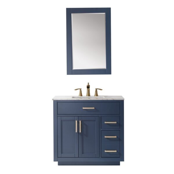 Altair 531036-CA Ivy 36 Inch Single Sink Bathroom Vanity Set with Carrara White Marble Countertop and Mirror