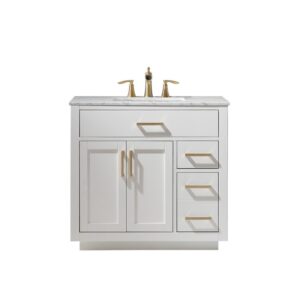 Altair 531036-CA-NM Ivy 36 Inch Single Sink Bathroom Vanity with Carrara White Marble Countertop