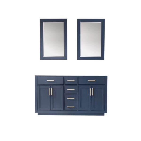 Altair 531060-CAB Ivy 60 Inch Double Sink Bathroom Vanity Cabinet Only with Mirror without Countertop