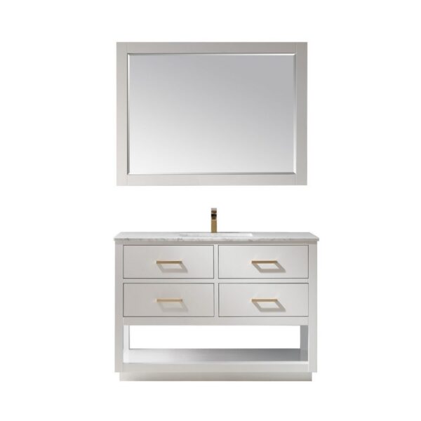 Altair 532048-CA Remi 48 Inch Single Sink Bathroom Vanity Set with Carrara White Marble Countertop and Mirror