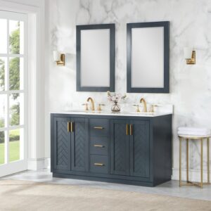 Altair 535024-MIR-CB Maribella 24 Inch Rectangular Bathroom Wood Framed Wall Mirror - Classical Blue