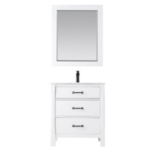 Altair 535030-CA Maribella 30 Inch Single Sink Bathroom Vanity Set with Carrara White Marble Countertop and Mirror