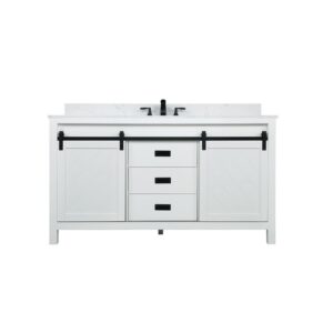 Altair 536060S-AW-NM Kinsley 60 Inch Single Sink Bathroom Vanity Set with Aosta White Composite Stone Countertop without Mirror