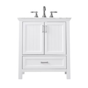 Altair 538030-CA-NM Isla 30 Inch Single Sink Bathroom Vanity with Carrara White Marble Countertop