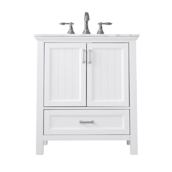 Altair 538030-CA-NM Isla 30 Inch Single Sink Bathroom Vanity with Carrara White Marble Countertop