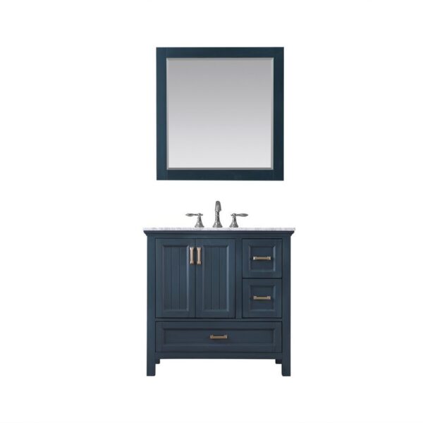 Altair 538036-CA Isla 36 Inch Single Sink Bathroom Vanity Set with Carrara White Marble Countertop and Mirror