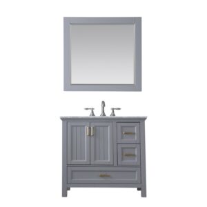 Altair 538036-CA Isla 36 Inch Single Sink Bathroom Vanity Set with Carrara White Marble Countertop and Mirror