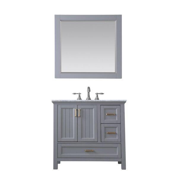 Altair 538036-CA Isla 36 Inch Single Sink Bathroom Vanity Set with Carrara White Marble Countertop and Mirror