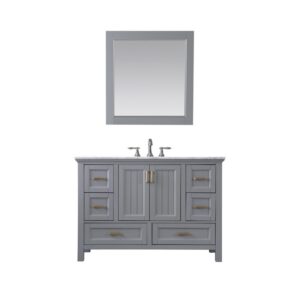 Altair 538048-CA Isla 48 Inch Single Sink Bathroom Vanity Set with Carrara White Marble Countertop and Mirror