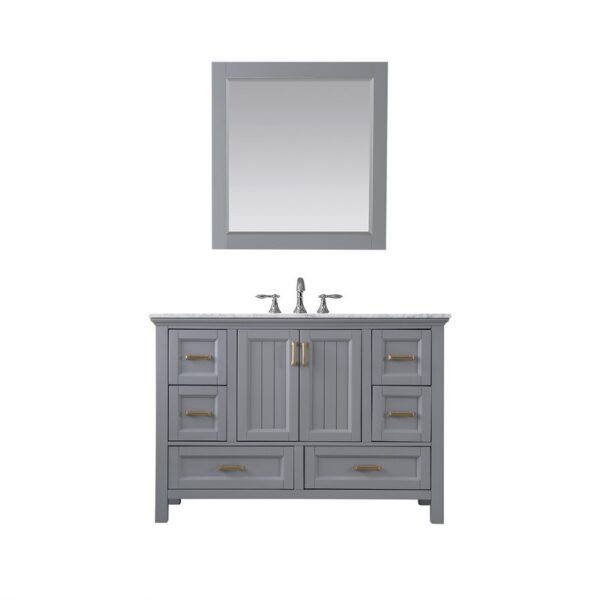 Altair 538048-CA Isla 48 Inch Single Sink Bathroom Vanity Set with Carrara White Marble Countertop and Mirror