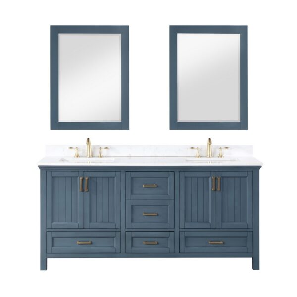 Altair 538072-AW Isla 72 Inch Double Sink Bathroom Vanity Set and Composite Carrara White Stone Countertop with Mirror