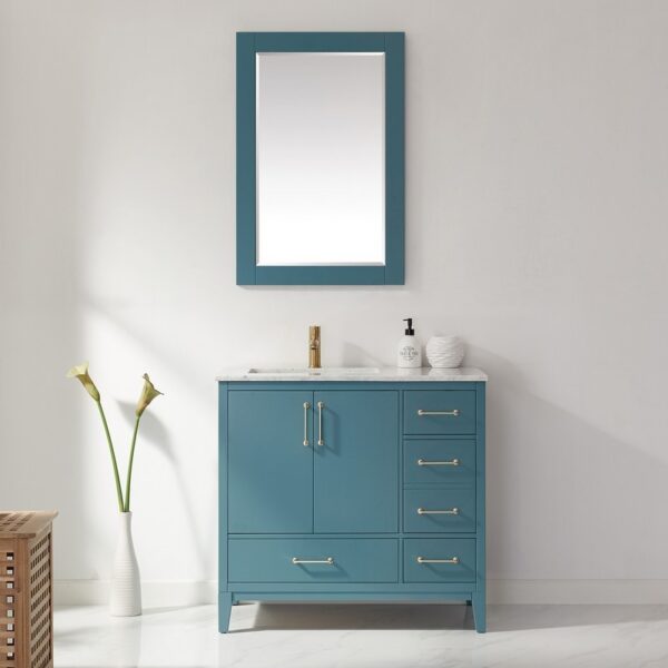 Altair 541024-MIR-RG Sutton 24 Inch Rectangular Bathroom Wood Framed Wall Mirror - Royal Green