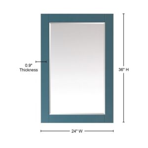 Altair 541024-MIR-RG Sutton 24 Inch Rectangular Bathroom Wood Framed Wall Mirror - Royal Green