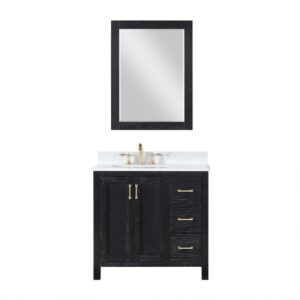 Altair 542036-AW Hadiya 36 Inch Single Sink Bathroom Vanity with Carrara White Composite Stone Countertop