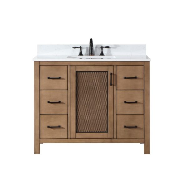 Altair 542042-AW-NM Hadiya 42 Inch Single Sink Bathroom Vanity Set with Aosta White Composite Stone Countertop without Mirror