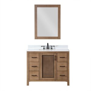 Altair 542042-AW Hadiya 42 Inch Single Sink Bathroom Vanity with Carrara White Composite Stone Countertop