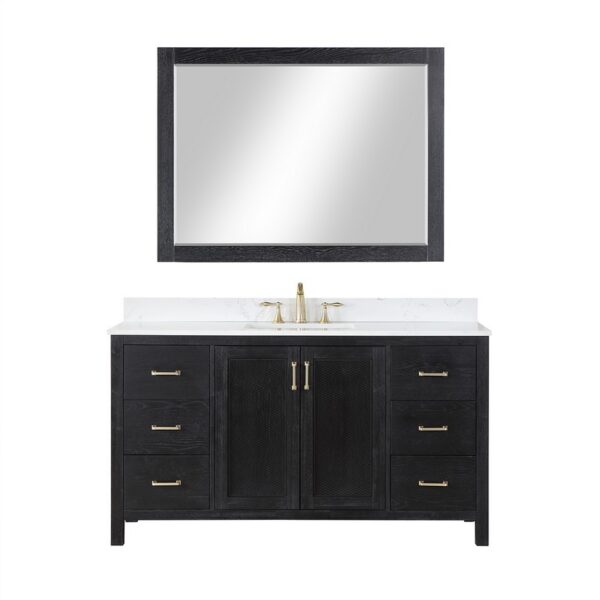 Altair 542060S-AW Hadiya 60 Inch Single Sink Bathroom Vanity with Carrara White Composite Stone Countertop