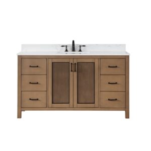 Altair 542060S-AW-NM Hadiya 60 Inch Single Sink Bathroom Vanity Set with Aosta White Composite Stone Countertop without Mirror