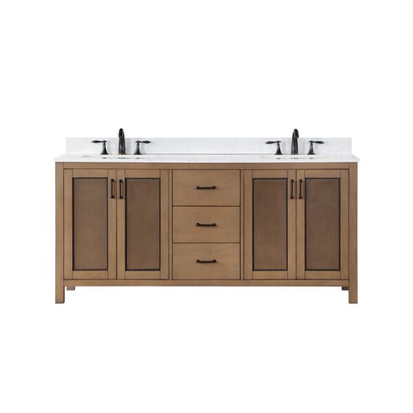 Altair 542072-AW-NM Hadiya 72 Inch Double Sink Bathroom Vanity Set with Aosta White Composite Stone Countertop without Mirror