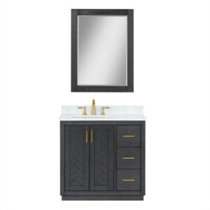 Altair 543036-GW Gazsi 36 Inch Single Sink Bathroom Vanity with Grain White Composite Stone Countertop