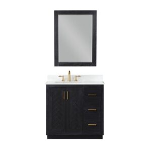 Altair 543036-GW Gazsi 36 Inch Single Sink Bathroom Vanity with Grain White Composite Stone Countertop