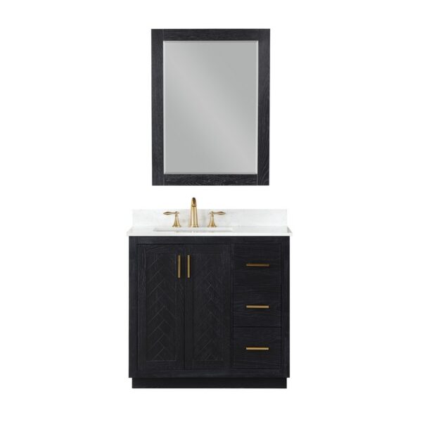 Altair 543036-GW Gazsi 36 Inch Single Sink Bathroom Vanity with Grain White Composite Stone Countertop