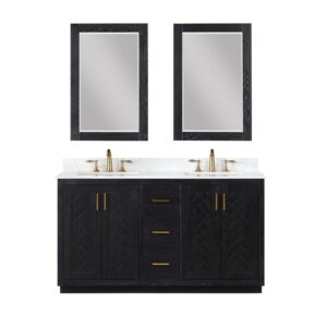 Altair 543060-GW Gazsi 60 Inch Double Sink Bathroom Vanity with Grain White Composite Stone Countertop