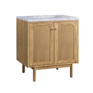 James Martin 545-V30-LNO-3CAR Laurent 30 Inch Light Natural Oak Single Sink Vanity with 3 cm Carrara Marble Top