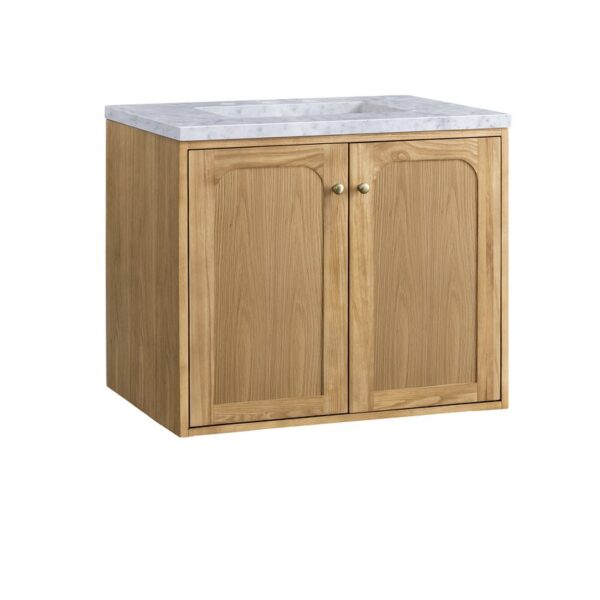 James Martin 545-V30-LNO-3CAR Laurent 30 Inch Light Natural Oak Single Sink Vanity with 3 cm Carrara Marble Top