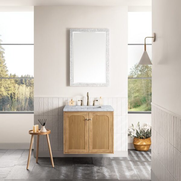 James Martin 545-V30-LNO-3CAR Laurent 30 Inch Light Natural Oak Single Sink Vanity with 3 cm Carrara Marble Top