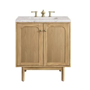 James Martin 545-V30-LNO-3EJP Laurent 30 Inch Light Natural Oak Single Sink Vanity with 3 cm Eternal Jasmine Pearl Top