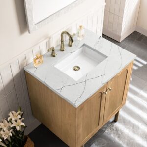 James Martin 545-V30-LNO-3ENC Laurent 30 Inch Light Natural Oak Single Sink Vanity with 3 cm Ethereal Noctis Top