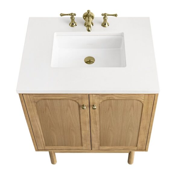 James Martin 545-V30-LNO-3WZ Laurent 30 Inch Single Vanity in Light Natural Oak with 3cm White Zeus Top