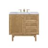 James Martin 545-V36-LNO-3CAR Laurent 36 Inch Light Natural Oak Single Sink Vanity with 3 cm Carrara Marble Top