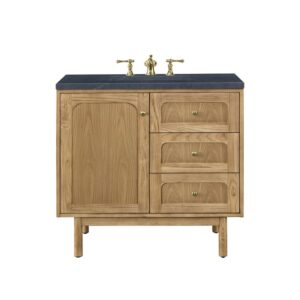 James Martin 545-V36-LNO-3CSP Laurent 36 Inch Light Natural Oak Single Sink Vanity with 3 cm Charcoal Soapstone Top