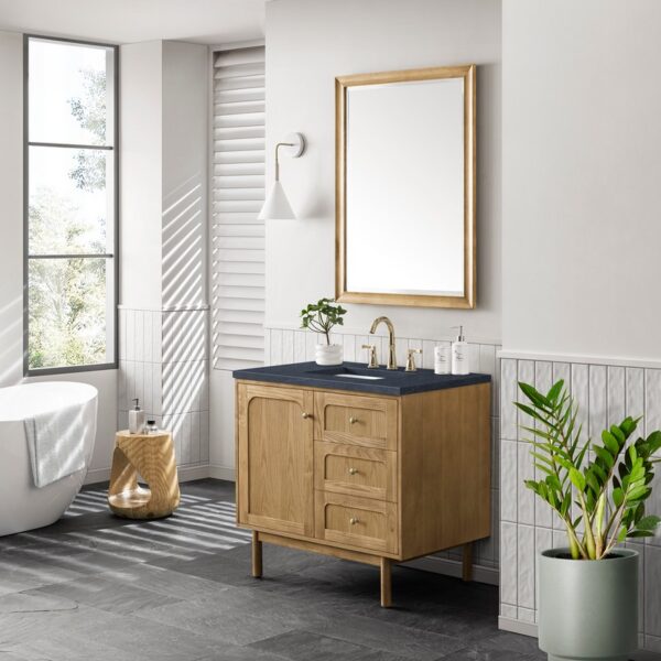 James Martin 545-V36-LNO-3CSP Laurent 36 Inch Light Natural Oak Single Sink Vanity with 3 cm Charcoal Soapstone Top