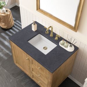 James Martin 545-V36-LNO-3CSP Laurent 36 Inch Light Natural Oak Single Sink Vanity with 3 cm Charcoal Soapstone Top