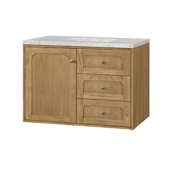 James Martin 545-V36-LNO-3EJP Laurent 36 Inch Light Natural Oak Single Sink Vanity with 3 cm Eternal Jasmine Pearl Top