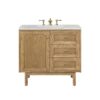 James Martin 545-V36-LNO-3EJP Laurent 36 Inch Light Natural Oak Single Sink Vanity with 3 cm Eternal Jasmine Pearl Top