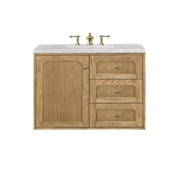 James Martin 545-V36-LNO-3EJP Laurent 36 Inch Light Natural Oak Single Sink Vanity with 3 cm Eternal Jasmine Pearl Top