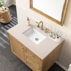 James Martin 545-V36-LNO-3EMR Laurent 36 Inch Light Natural Oak Single Sink Vanity with 3 cm Eternal Marfil Top