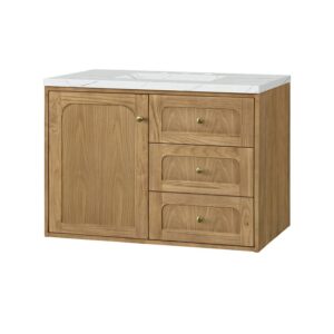 James Martin 545-V36-LNO-3ENC Laurent 36 Inch Light Natural Oak Single Sink Vanity with 3 cm Ethereal Noctis Top